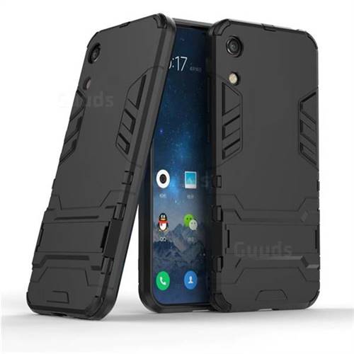 Armor Premium Tactical Grip Kickstand Shockproof Dual Layer Rugged Hard Cover for Huawei Honor 8A - Black
