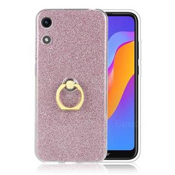 Luxury Soft TPU Glitter Back Ring Cover with 360 Rotate Finger Holder Buckle for Huawei Honor 8A - Pink