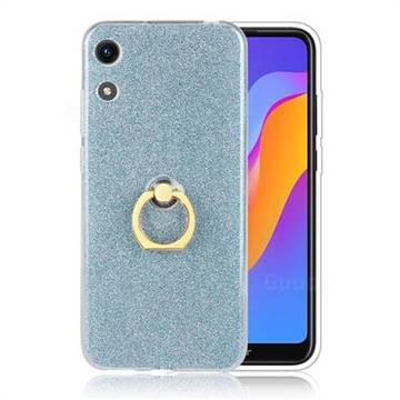 Luxury Soft TPU Glitter Back Ring Cover with 360 Rotate Finger Holder Buckle for Huawei Honor 8A - Blue