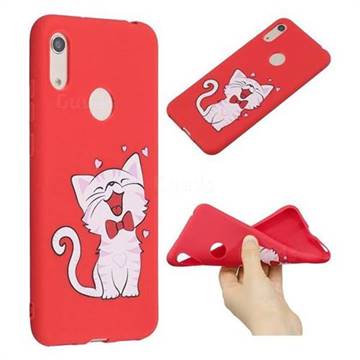 Happy Bow Cat Anti-fall Frosted Relief Soft TPU Back Cover for Huawei Honor 8A