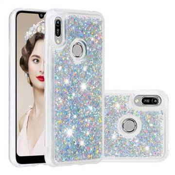 Dynamic Liquid Glitter Quicksand Sequins TPU Phone Case for Huawei Honor 8A - Silver