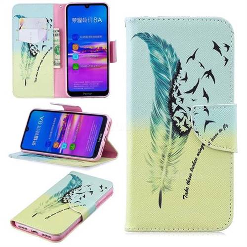 Feather Bird Leather Wallet Case for Huawei Honor 8A