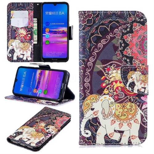 Totem Flower Elephant Leather Wallet Case for Huawei Honor 8A