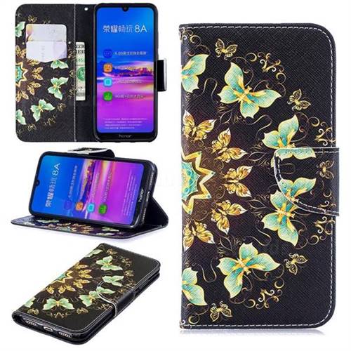 Circle Butterflies Leather Wallet Case for Huawei Honor 8A