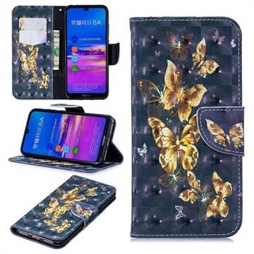 Silver Golden Butterfly 3D Painted Leather Wallet Phone Case for Huawei Honor 8A