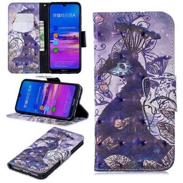 Purple Peacock 3D Painted Leather Wallet Phone Case for Huawei Honor 8A