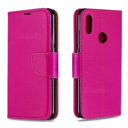 Classic Luxury Litchi Leather Phone Wallet Case for Huawei Honor 8A - Rose
