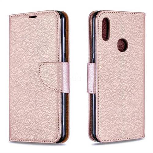 Classic Luxury Litchi Leather Phone Wallet Case for Huawei Honor 8A - Golden