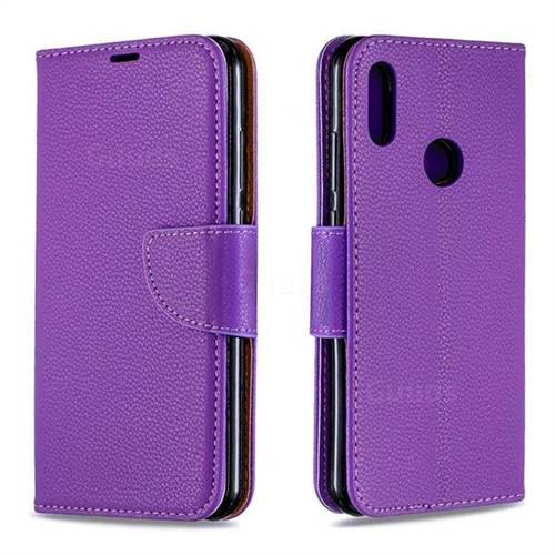 Classic Luxury Litchi Leather Phone Wallet Case for Huawei Honor 8A - Purple