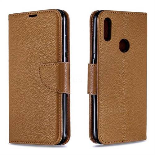 Classic Luxury Litchi Leather Phone Wallet Case for Huawei Honor 8A - Brown