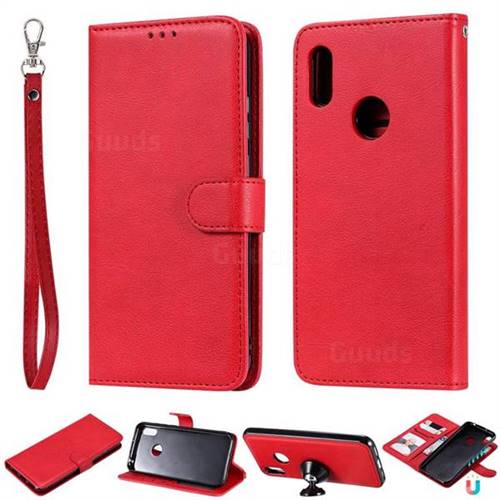 Retro Greek Detachable Magnetic PU Leather Wallet Phone Case for Huawei Honor 8A - Red