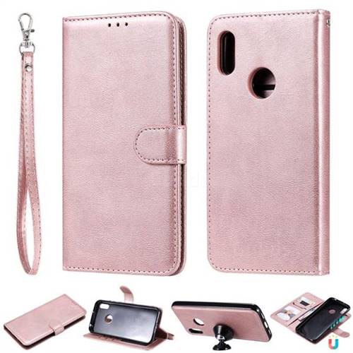 Retro Greek Detachable Magnetic PU Leather Wallet Phone Case for Huawei Honor 8A - Rose Gold
