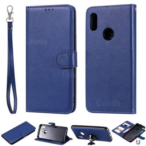 Retro Greek Detachable Magnetic PU Leather Wallet Phone Case for Huawei Honor 8A - Blue