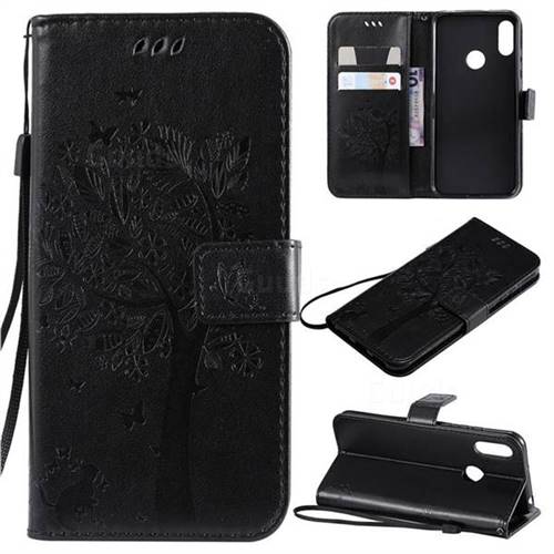 Embossing Butterfly Tree Leather Wallet Case for Huawei Honor 8A - Black