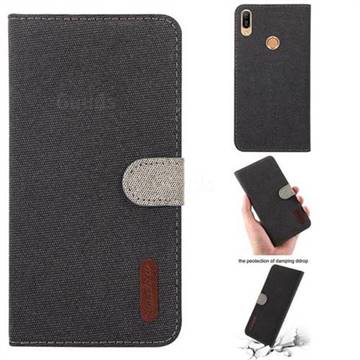 Linen Cloth Pudding Leather Case for Huawei Honor 8A - Black