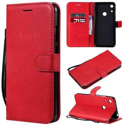 Retro Greek Classic Smooth PU Leather Wallet Phone Case for Huawei Honor 8A - Red