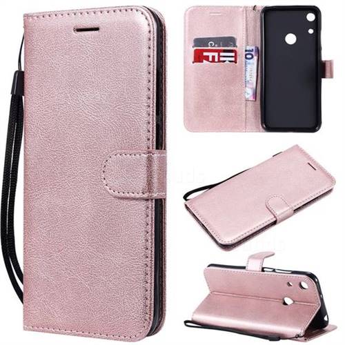 Retro Greek Classic Smooth PU Leather Wallet Phone Case for Huawei Honor 8A - Rose Gold