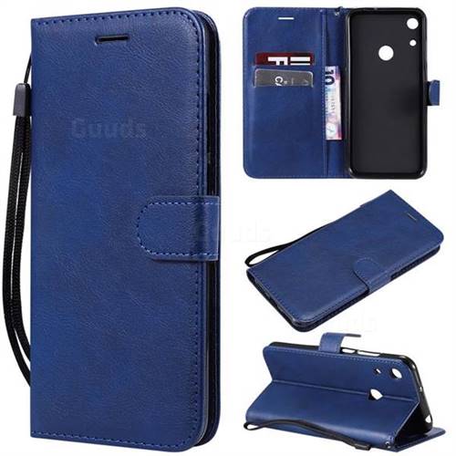 Retro Greek Classic Smooth PU Leather Wallet Phone Case for Huawei Honor 8A - Blue