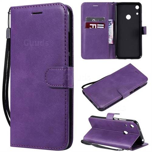Retro Greek Classic Smooth PU Leather Wallet Phone Case for Huawei Honor 8A - Purple