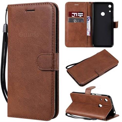 Retro Greek Classic Smooth PU Leather Wallet Phone Case for Huawei Honor 8A - Brown