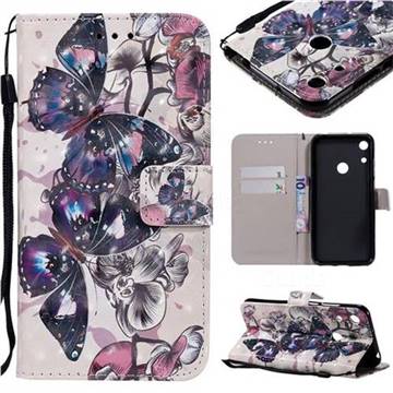 Black Butterfly 3D Painted Leather Wallet Case for Huawei Honor 8A