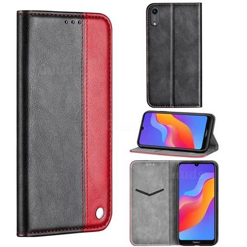 Classic Business Ultra Slim Magnetic Sucking Stitching Flip Cover for Huawei Honor 8A - Red
