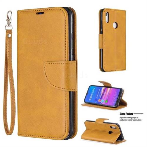 Classic Sheepskin PU Leather Phone Wallet Case for Huawei Honor 8A - Yellow