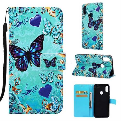 Love Butterfly Matte Leather Wallet Phone Case for Huawei Honor 8A