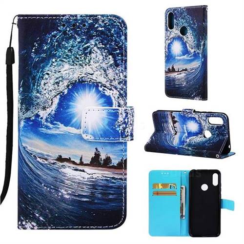 Waves and Sun Matte Leather Wallet Phone Case for Huawei Honor 8A