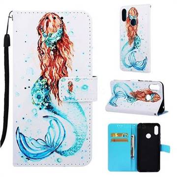 Mermaid Matte Leather Wallet Phone Case for Huawei Honor 8A
