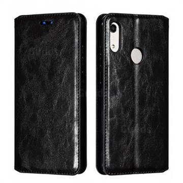 Retro Slim Magnetic Crazy Horse PU Leather Wallet Case for Huawei Honor 8A - Black