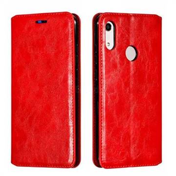 Retro Slim Magnetic Crazy Horse PU Leather Wallet Case for Huawei Honor 8A - Red