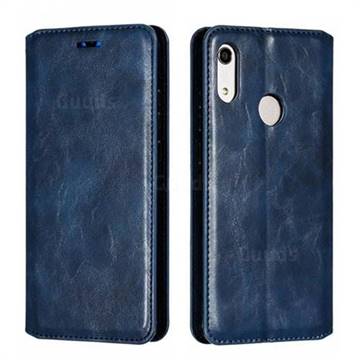 Retro Slim Magnetic Crazy Horse PU Leather Wallet Case for Huawei Honor 8A - Blue