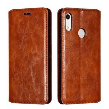 Retro Slim Magnetic Crazy Horse PU Leather Wallet Case for Huawei Honor 8A - Brown