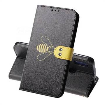 Silk Texture Bee Pattern Leather Phone Case for Huawei Honor 8A - Black