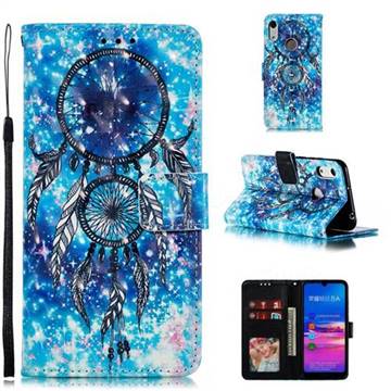 Blue Wind Chime 3D Painted Leather Phone Wallet Case for Huawei Honor 8A