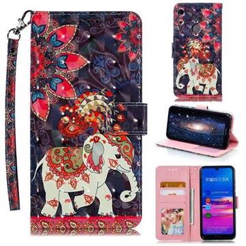 Phoenix Elephant 3D Painted Leather Phone Wallet Case for Huawei Honor 8A