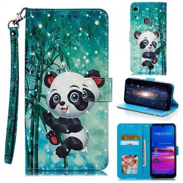 Cute Panda 3D Painted Leather Phone Wallet Case for Huawei Honor 8A