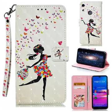 Flower Girl 3D Painted Leather Phone Wallet Case for Huawei Honor 8A