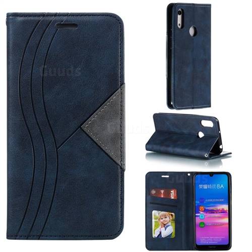 Retro S Streak Magnetic Leather Wallet Phone Case for Huawei Honor 8A - Blue