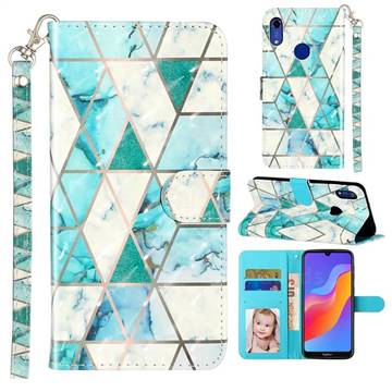 Stitching Marble 3D Leather Phone Holster Wallet Case for Huawei Honor 8A