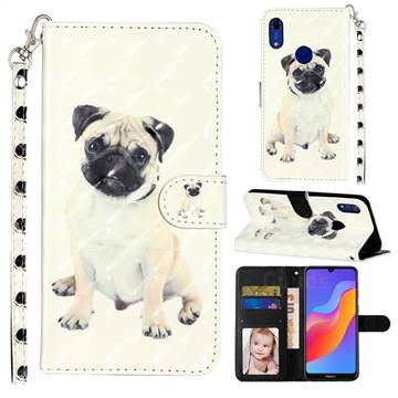 Pug Dog 3D Leather Phone Holster Wallet Case for Huawei Honor 8A