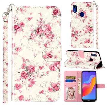 Rambler Rose Flower 3D Leather Phone Holster Wallet Case for Huawei Honor 8A