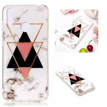 Inverted Triangle Black Soft TPU Marble Pattern Phone Case for Huawei Honor 8C