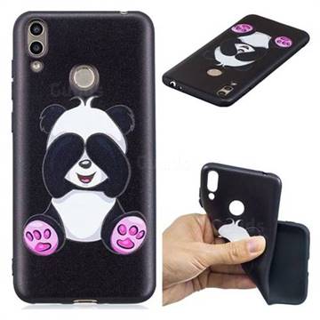 Lovely Panda 3D Embossed Relief Black Soft Back Cover for Huawei Honor 8C