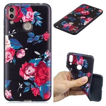 Safflower 3D Embossed Relief Black Soft Back Cover for Huawei Honor 8C