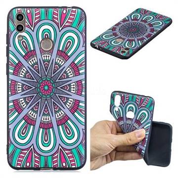 Mandala 3D Embossed Relief Black Soft Back Cover for Huawei Honor 8C