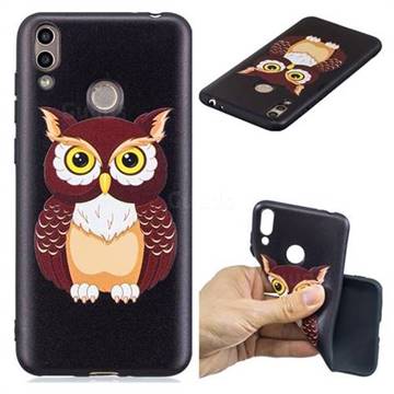 Big Owl 3D Embossed Relief Black Soft Back Cover for Huawei Honor 8C
