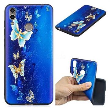Golden Butterflies 3D Embossed Relief Black Soft Back Cover for Huawei Honor 8C