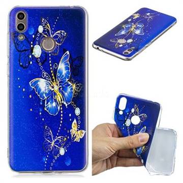 Gold and Blue Butterfly Super Clear Soft TPU Back Cover for Huawei Honor 8C